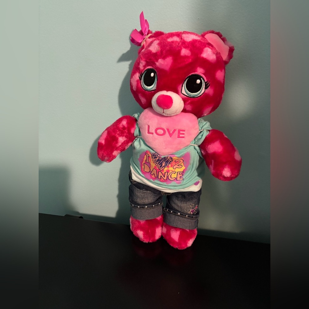 Pink Plush Bear with Heart Shirt